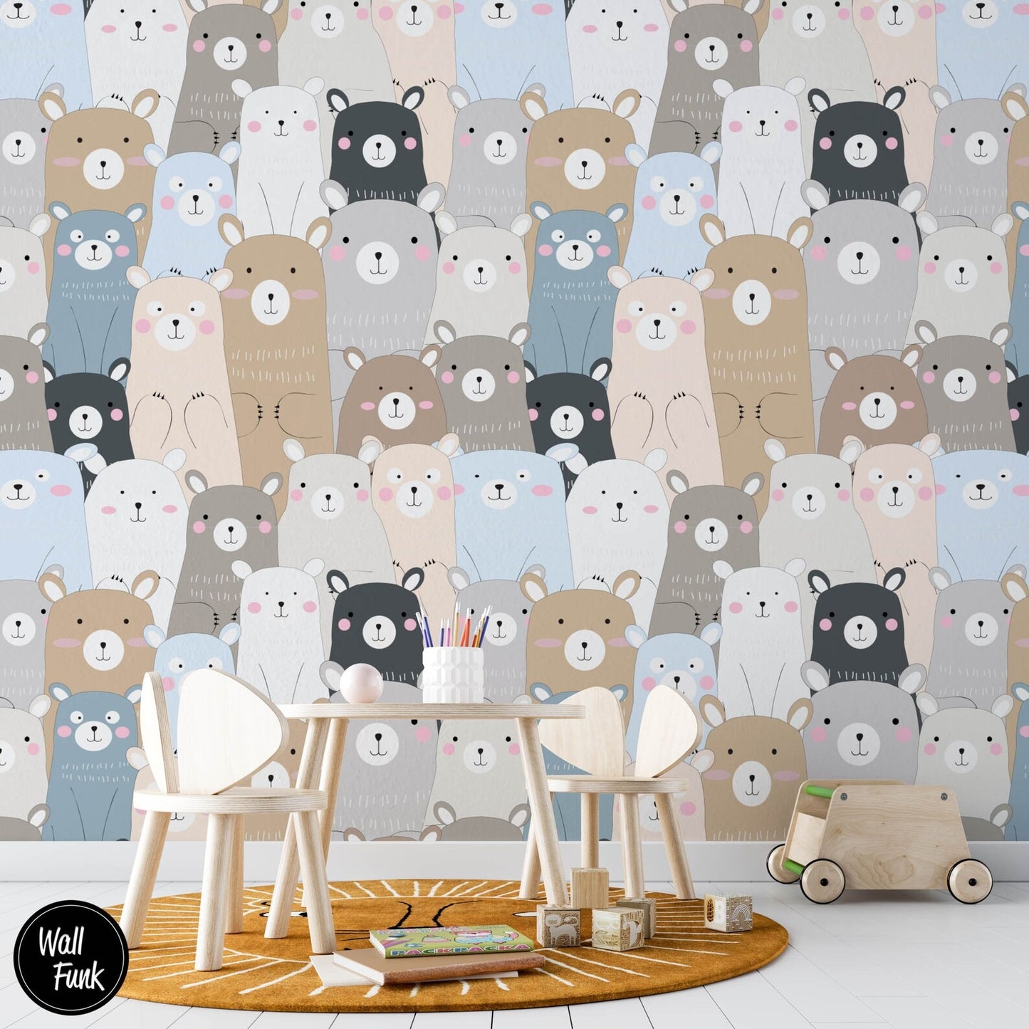 Papel para paredes Osos Mosaico