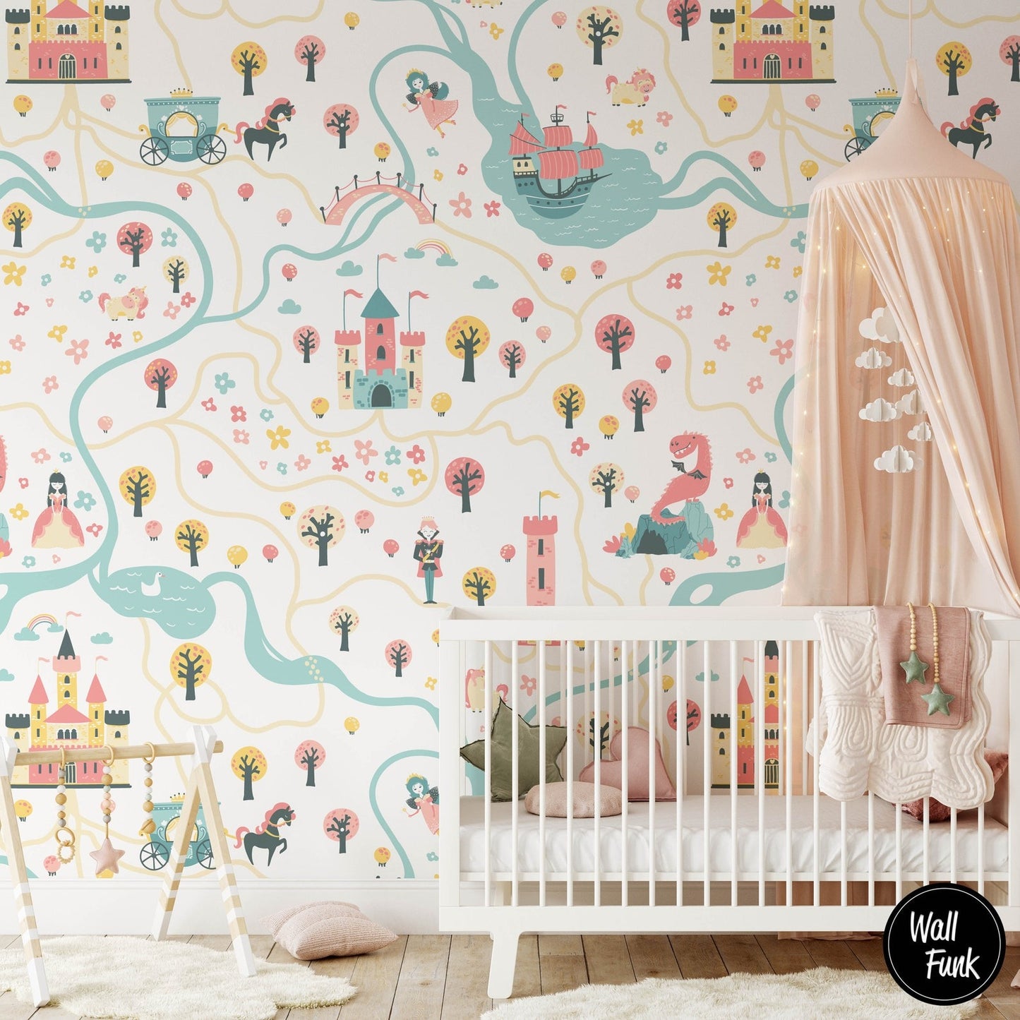 Papel para paredes tierra de princesa mosaico
