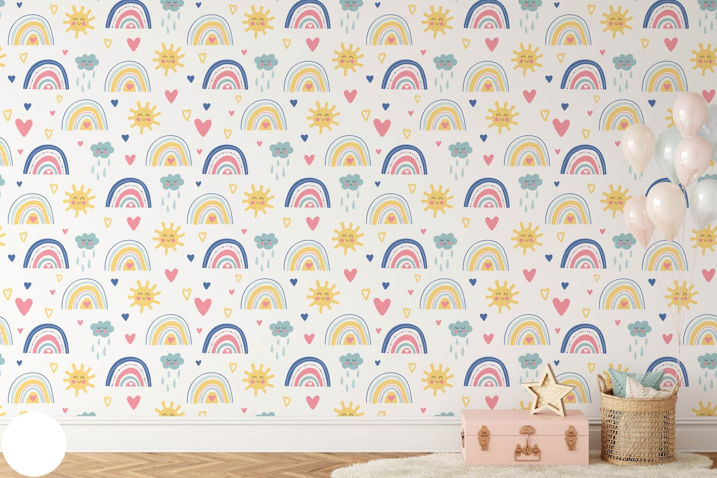 Papel para paredes mosaico Arcoiris con sol