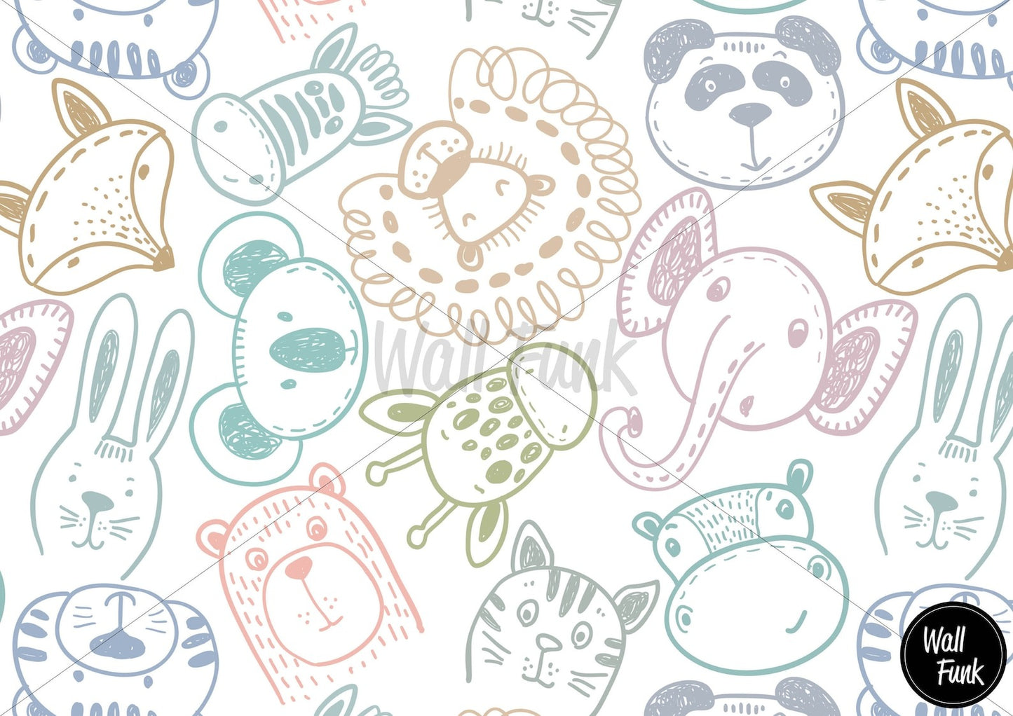 Papel para paredes Safari para niños, arte de pared de dormitorio de animales lindos.