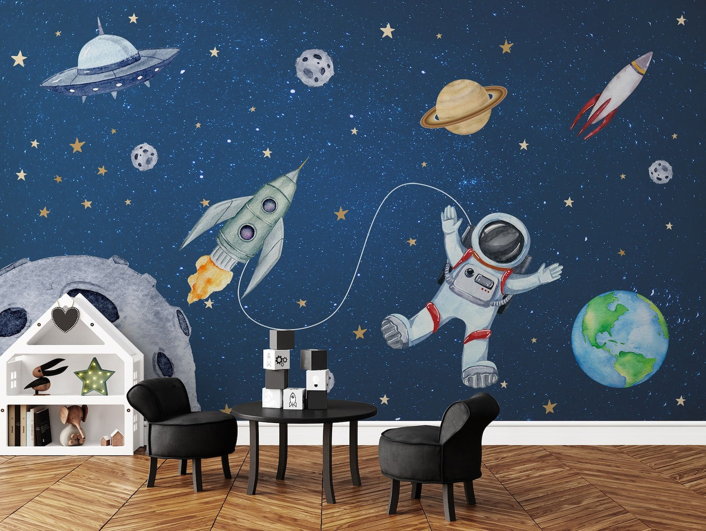 Papel para paredes arte astronauta en acuarela