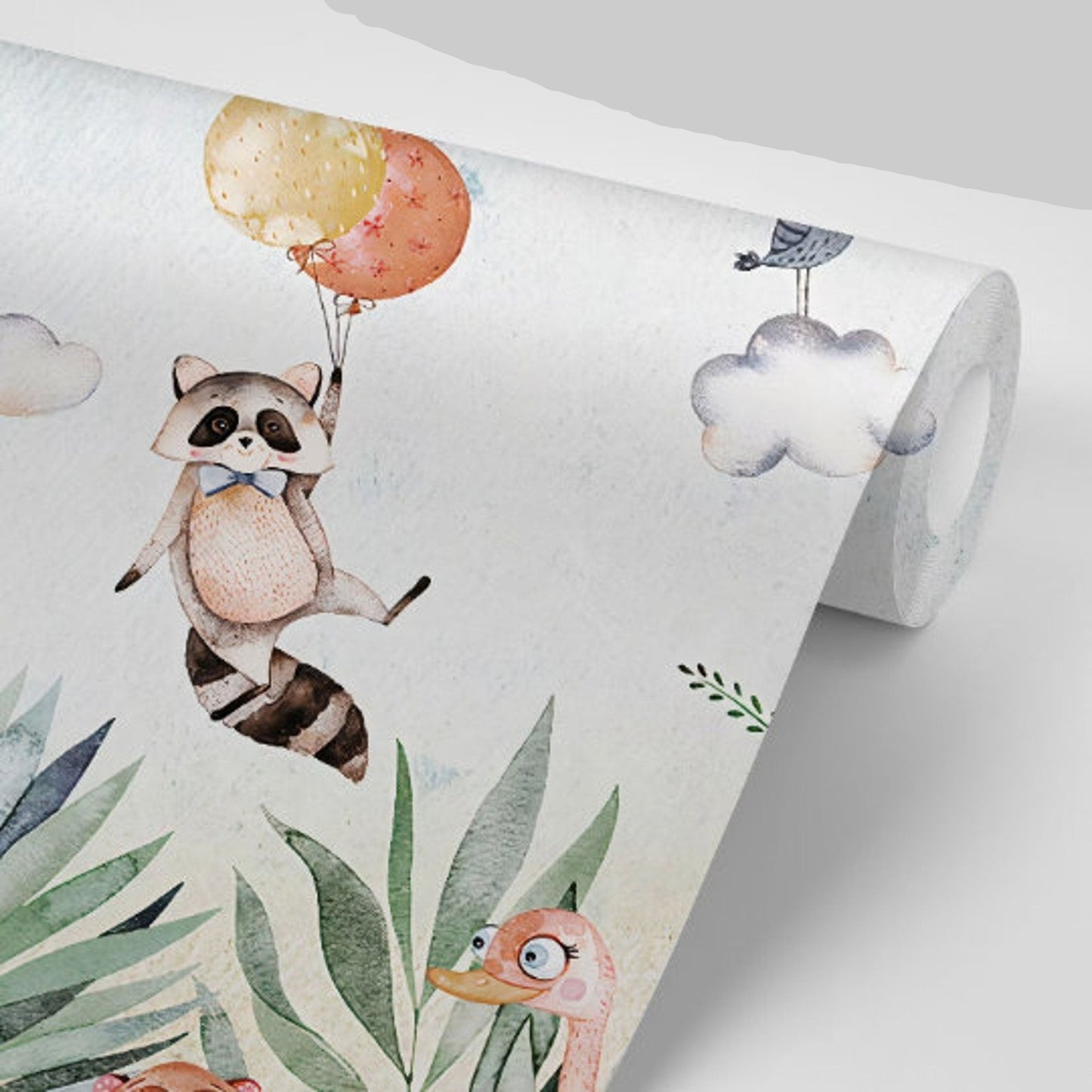 Papel para paredes diseño acuarela niños animal