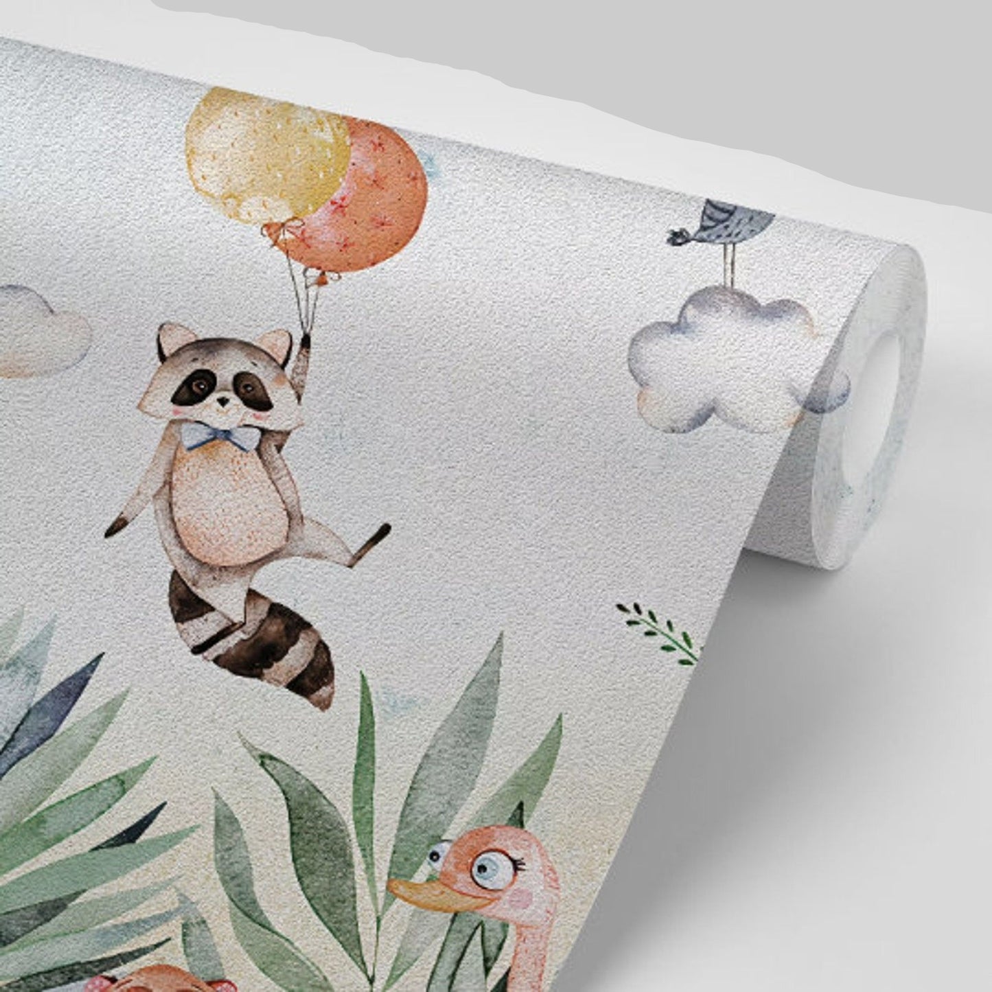 Papel para paredes diseño acuarela niños animal