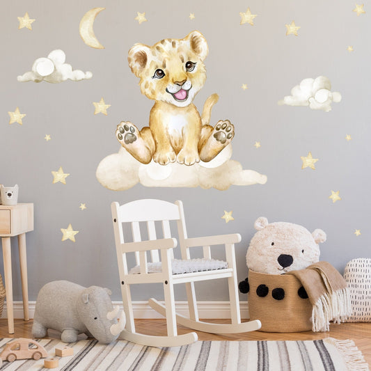 Vinilos decorativos Adhesivos infantiles de Pared Conjunto Animales en nube