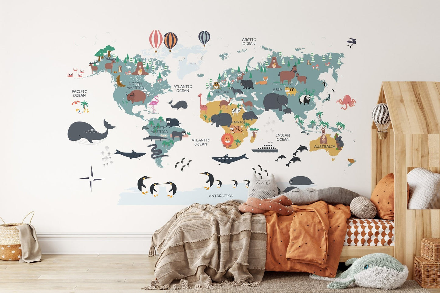 Mapa mundi infantil Animales del mundo