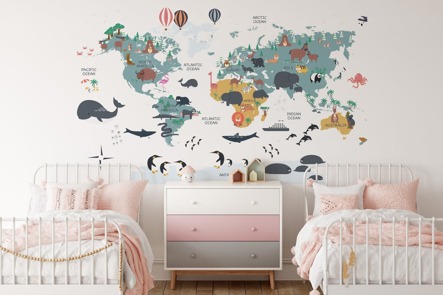 Mapa mundi infantil Animales del mundo