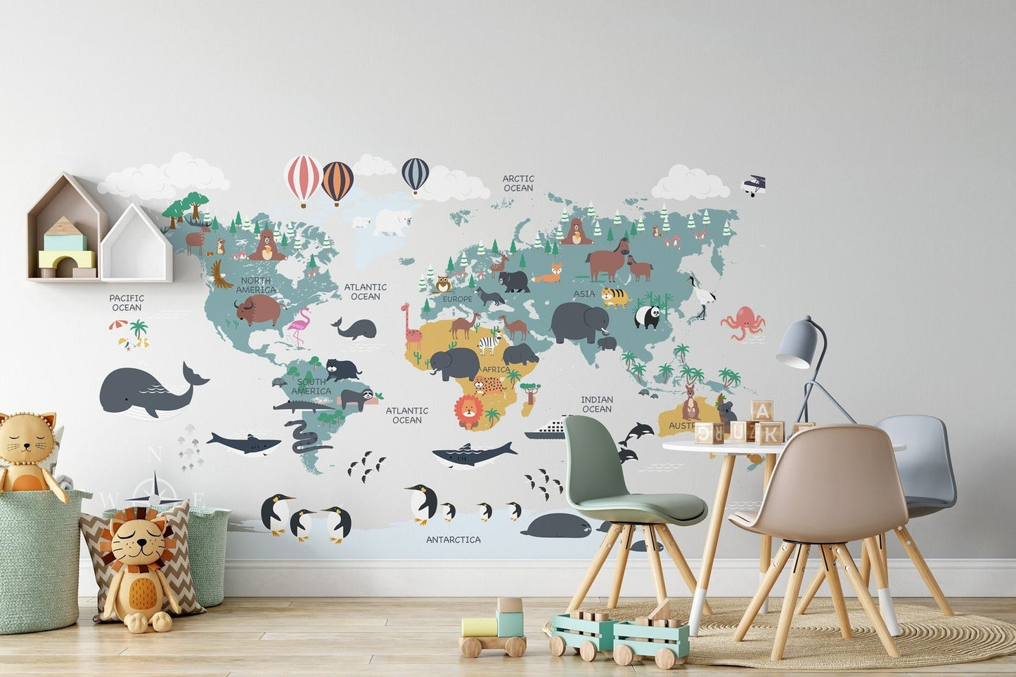 Mapa mundi infantil Animales del mundo