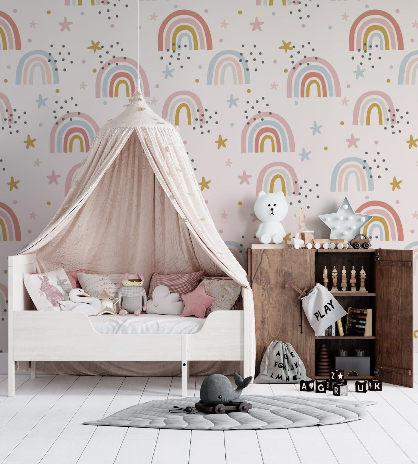 Papel para paredes Mosaico Arcoiris con estrellas