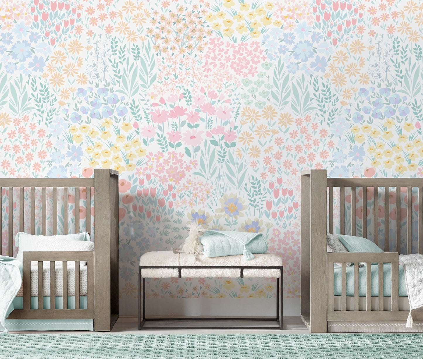 Papel para paredes diseño floral para habitación