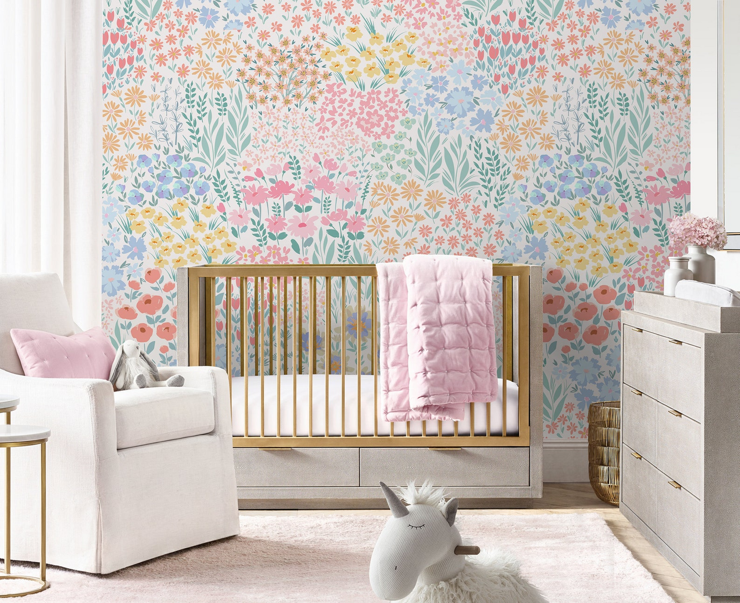 Papel para paredes diseño floral para habitación