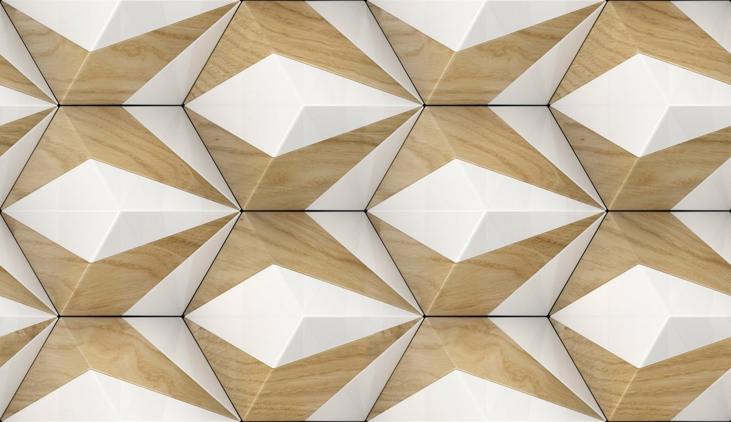 Papel para paredes Madera 3D con blanco