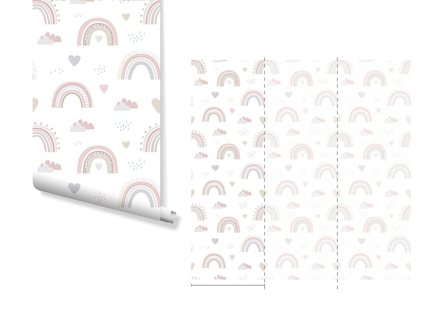 Papel para paredes Mosaico Arcoiris con Corazones