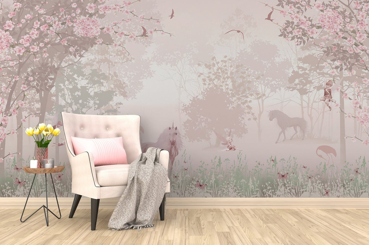 Papel para paredes Unicornio en bosque