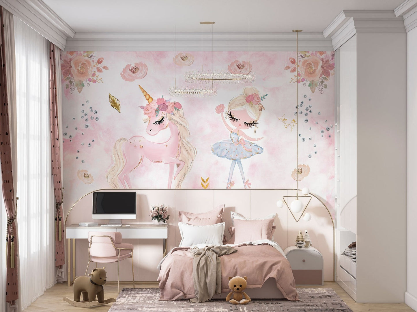 Papel para paredes Unicornio con Bailarina 2
