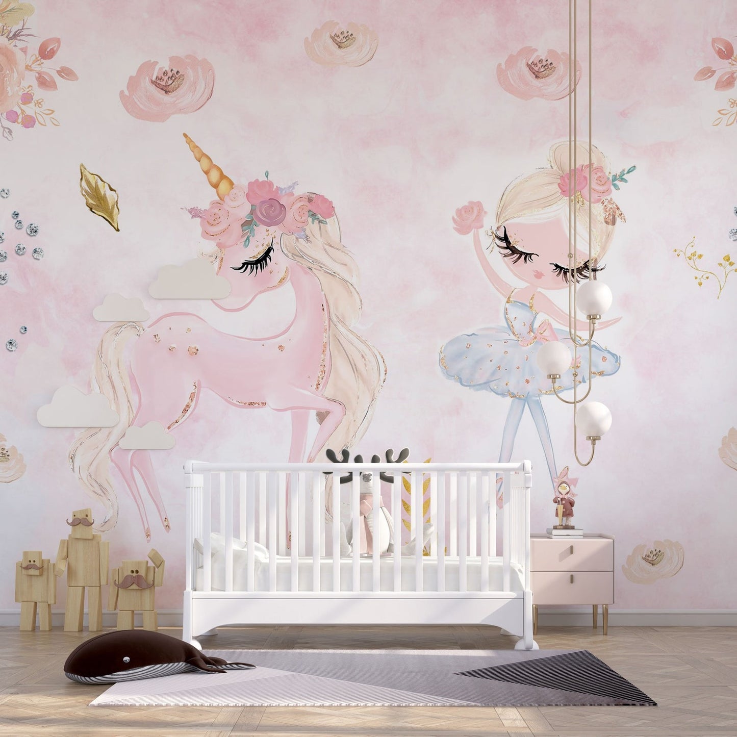 Papel para paredes Unicornio con Bailarina 2