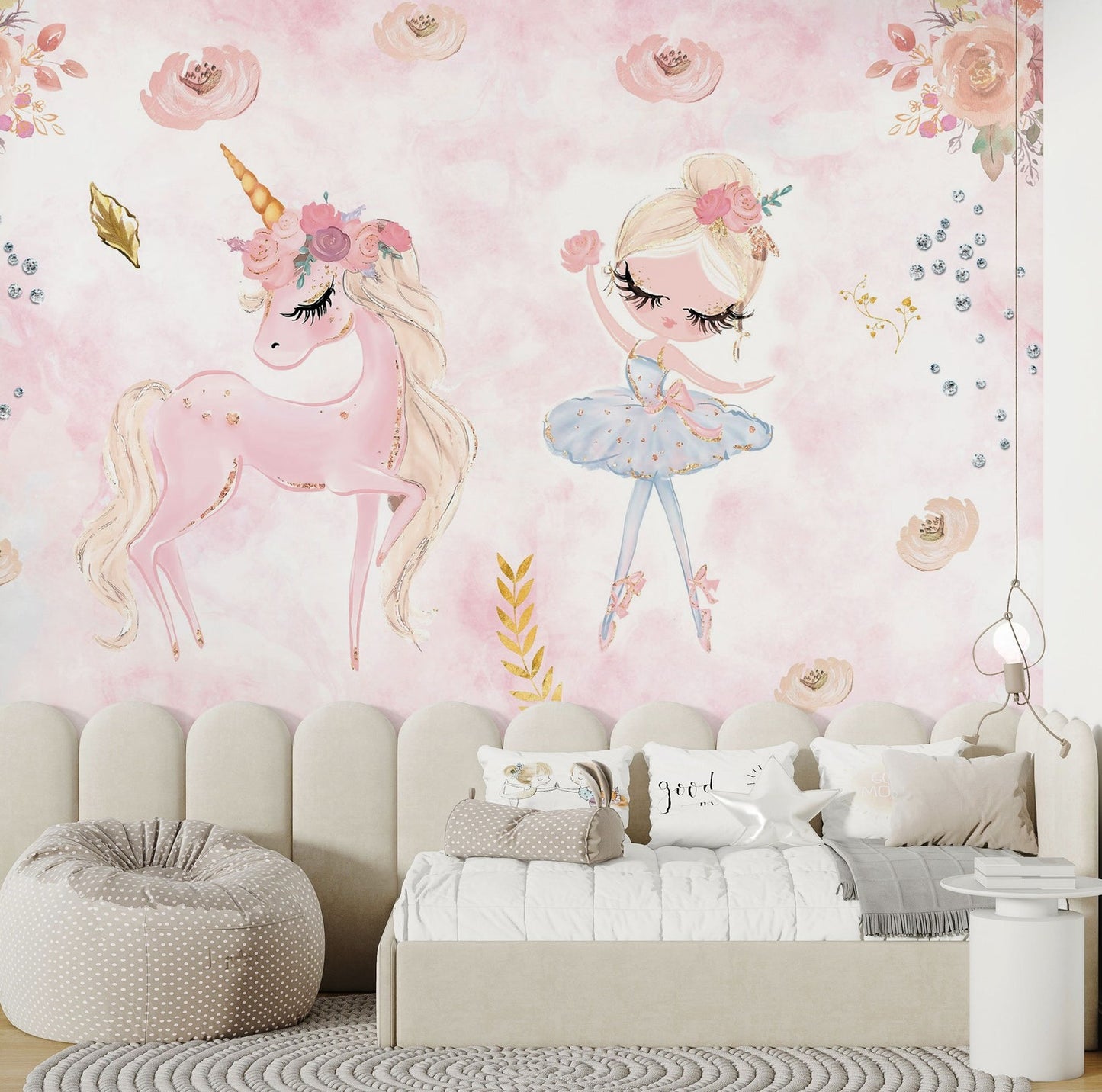 Papel para paredes Unicornio con Bailarina 2
