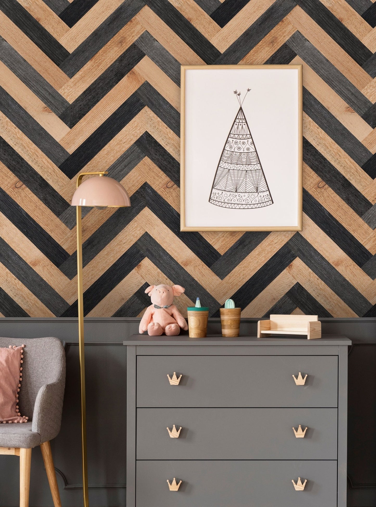 Papel para paredes triangulos de textura de madera