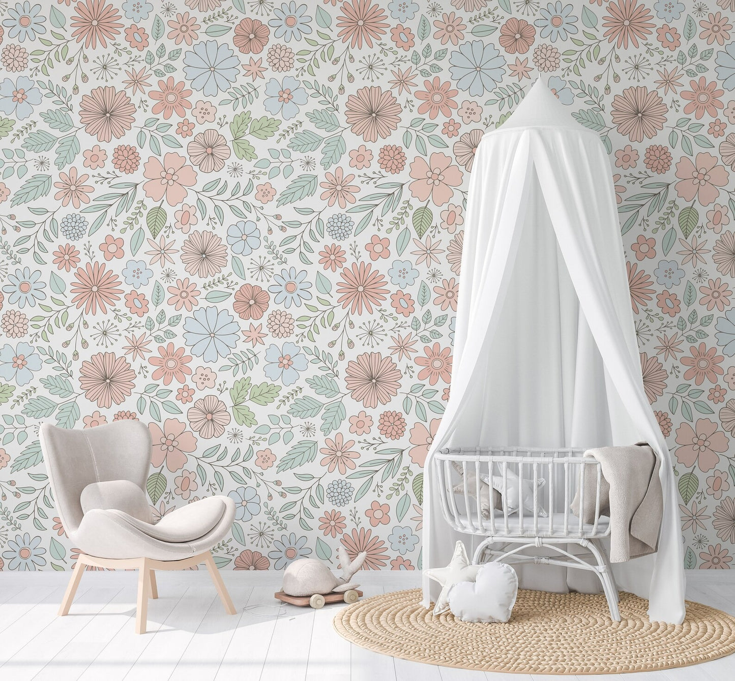 Papel para paredes Flores Mosaico 6