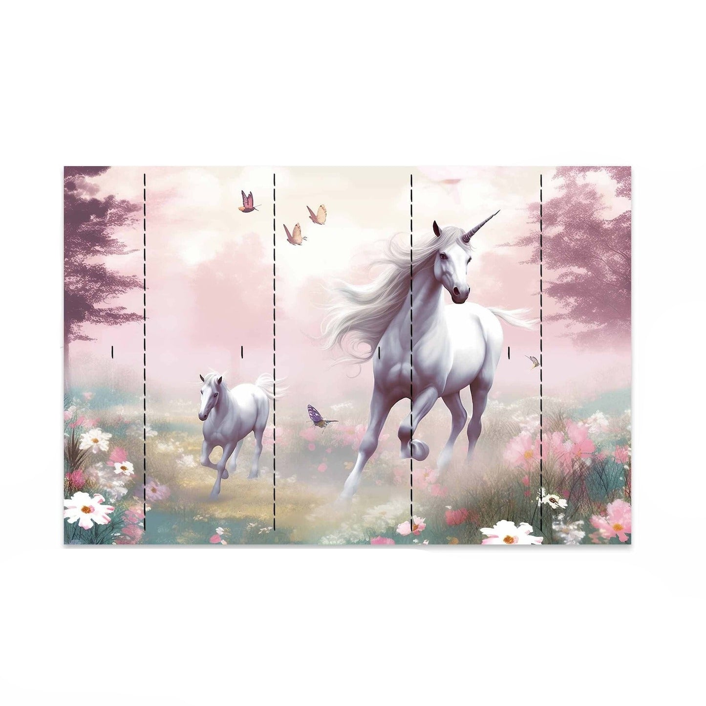 Papel para paredes Unicornio en Campo con flores