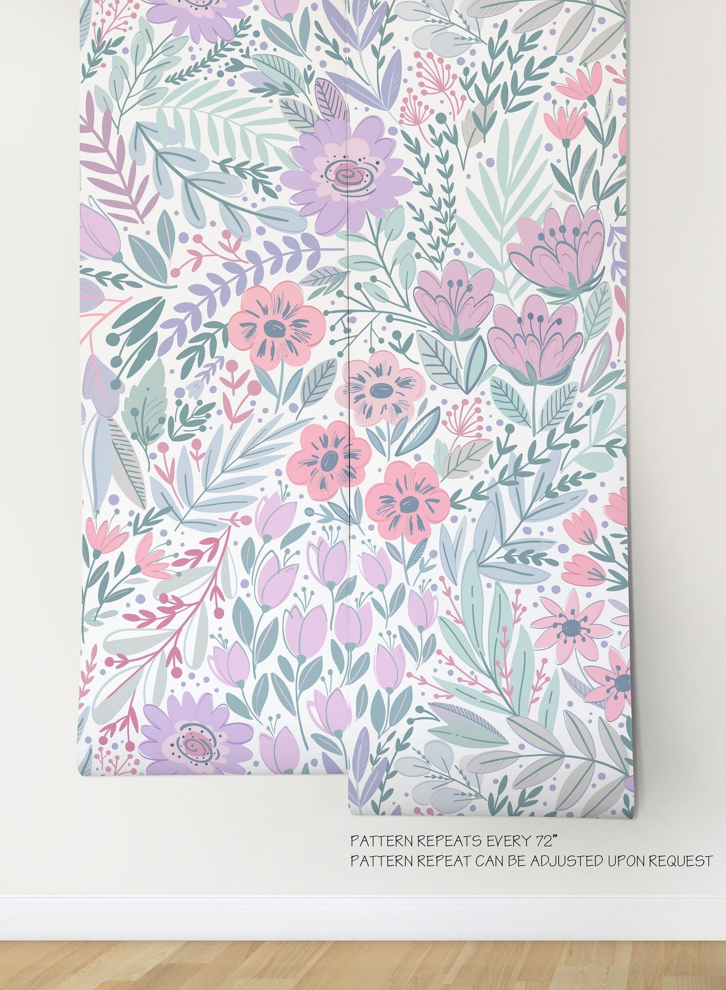 Papel para paredes diseño floral para habitación de bebé o de niña