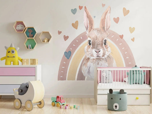Vinilos decorativos Adhesivos infantiles de Pared  Conejo Arcoiris