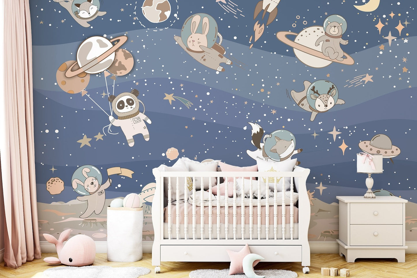 Papel para paredes arte astronauta animales en el espacio