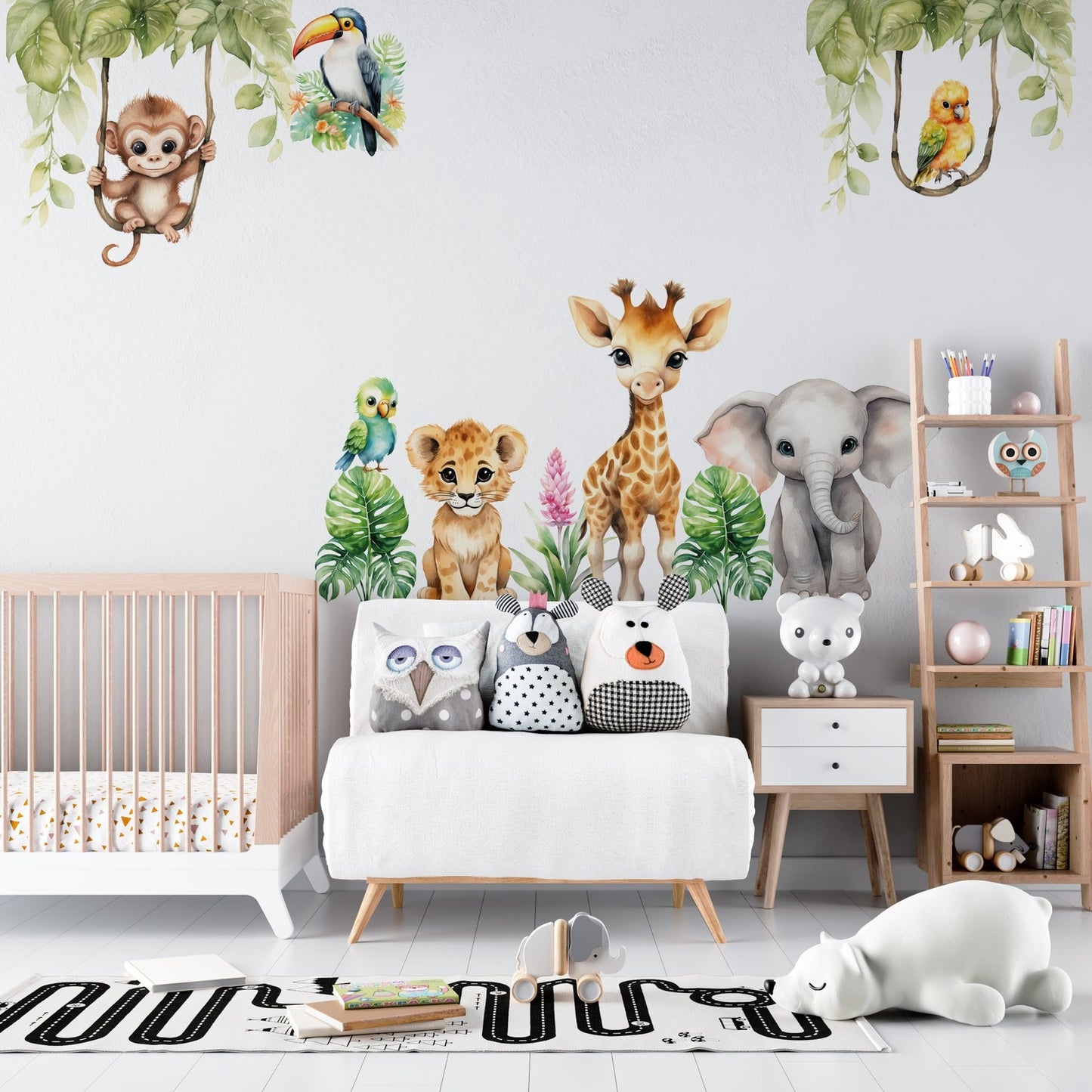 Vinilos decorativos Adhesivos infantiles de Pared animales en la selva