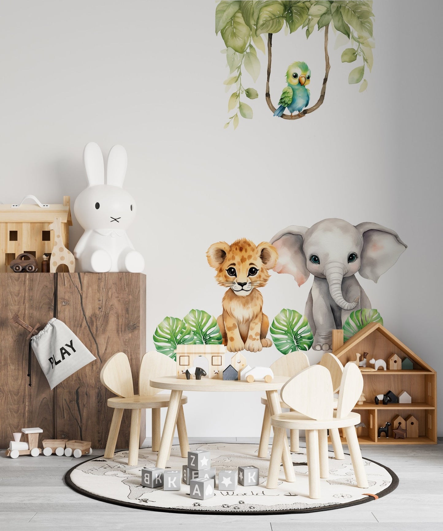 Vinilos decorativos Adhesivos infantiles de Pared animales en la selva