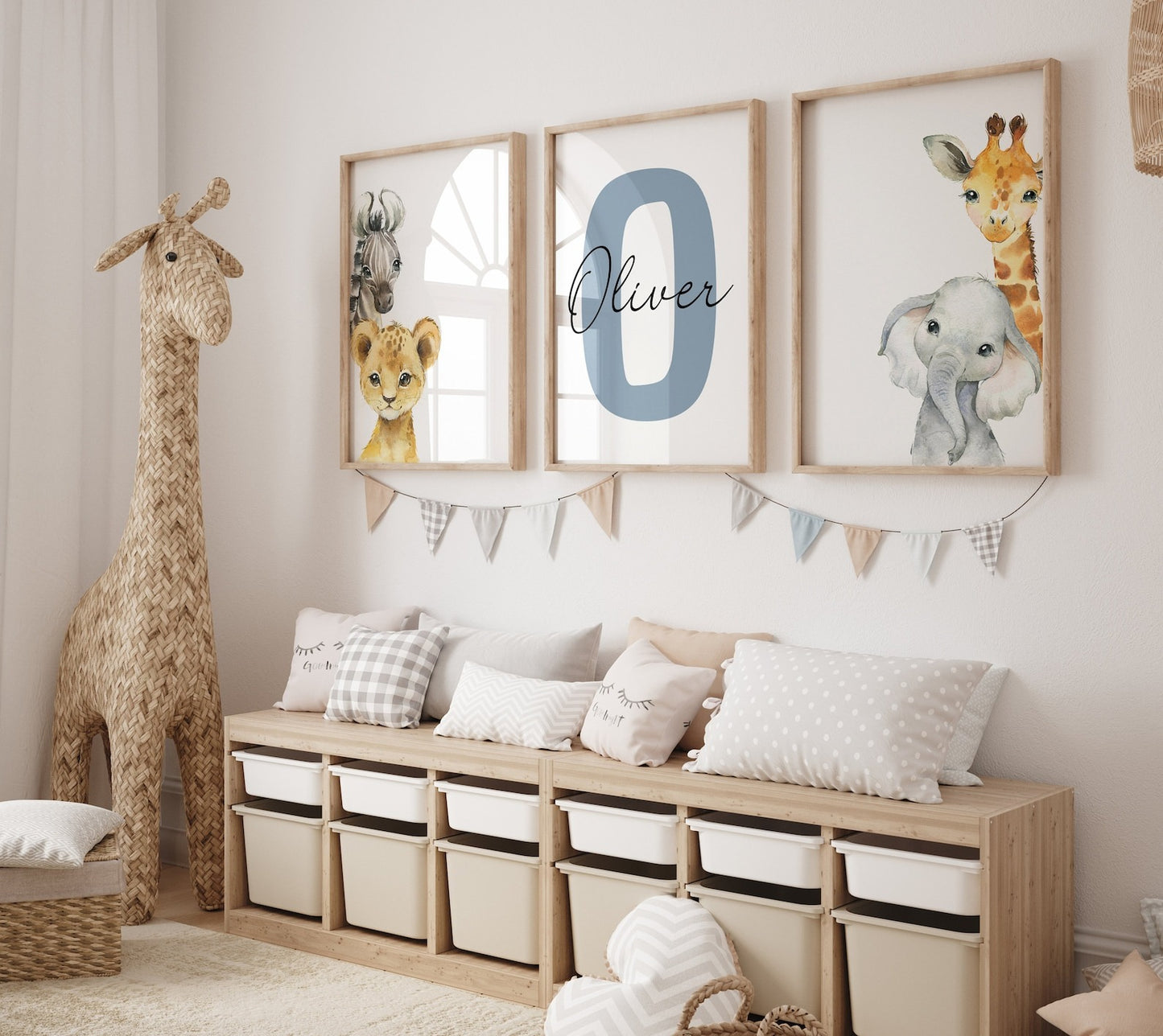 Cuadros Decorativos infantiles Modernos Animales con nombre personalizado