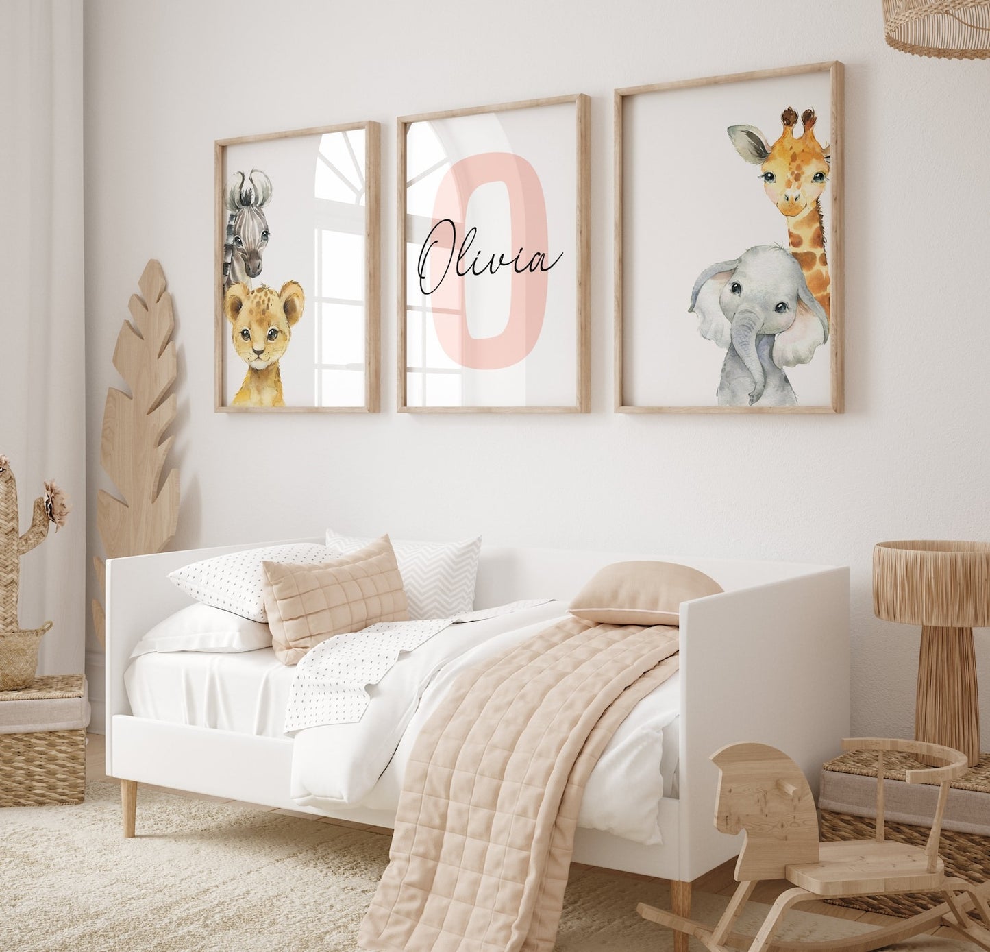 Cuadros Decorativos infantiles Modernos Animales con nombre personalizado