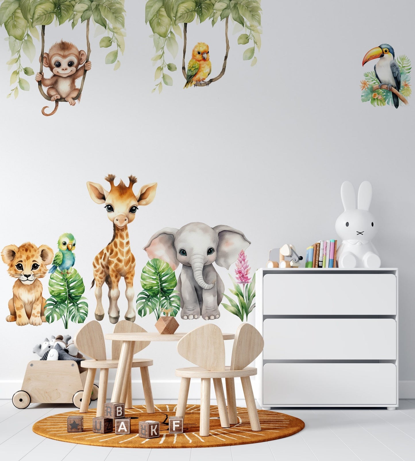 Vinilos decorativos Adhesivos infantiles de Pared animales en la selva