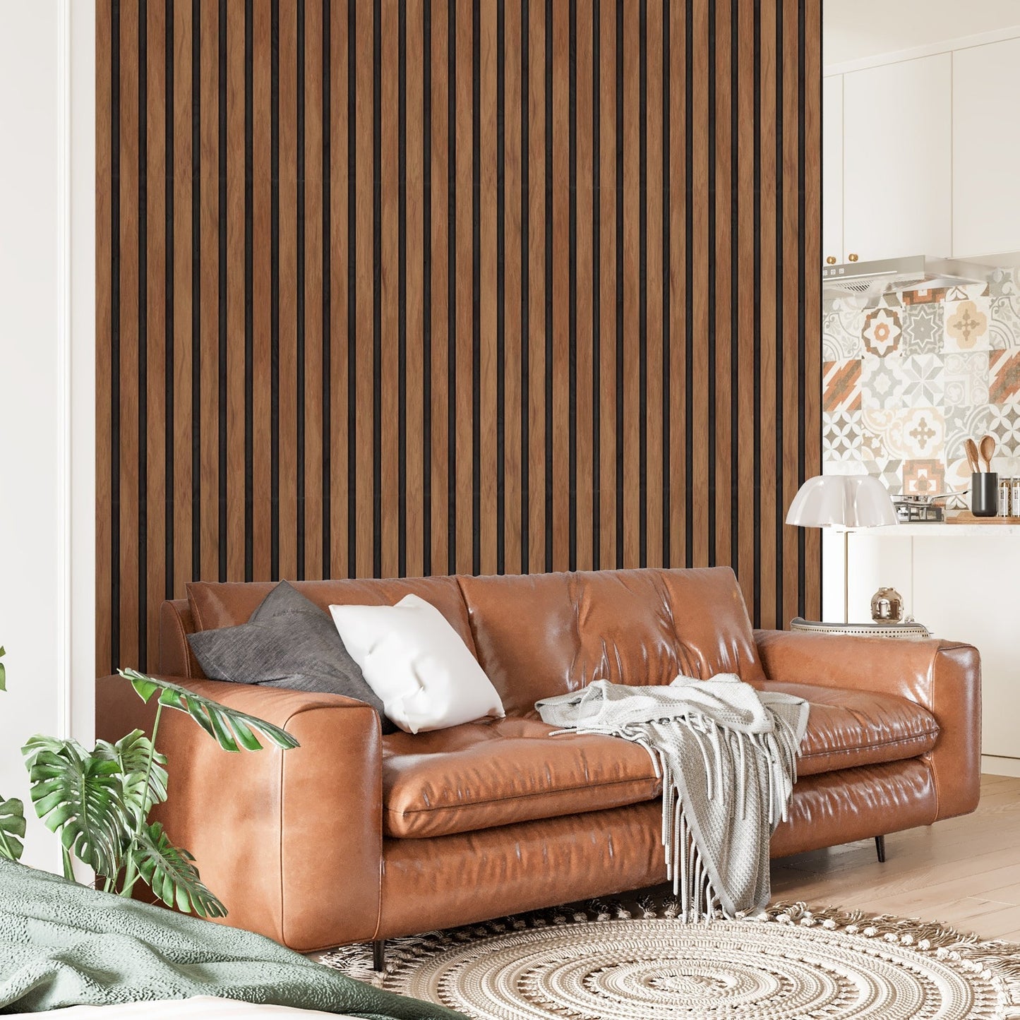 Papel para paredes Lineas madera marron