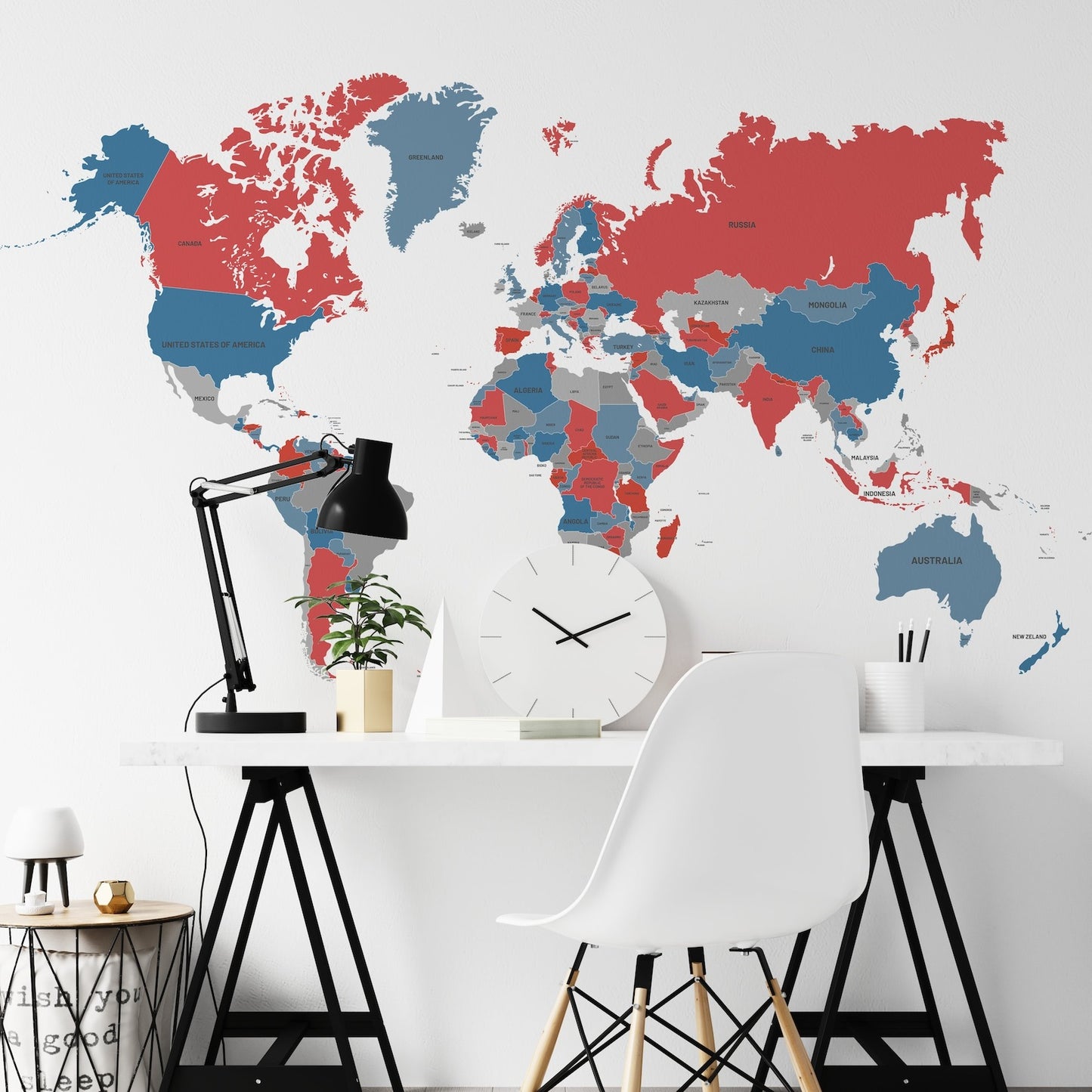Calcomania Mapa mundi paises varios colores