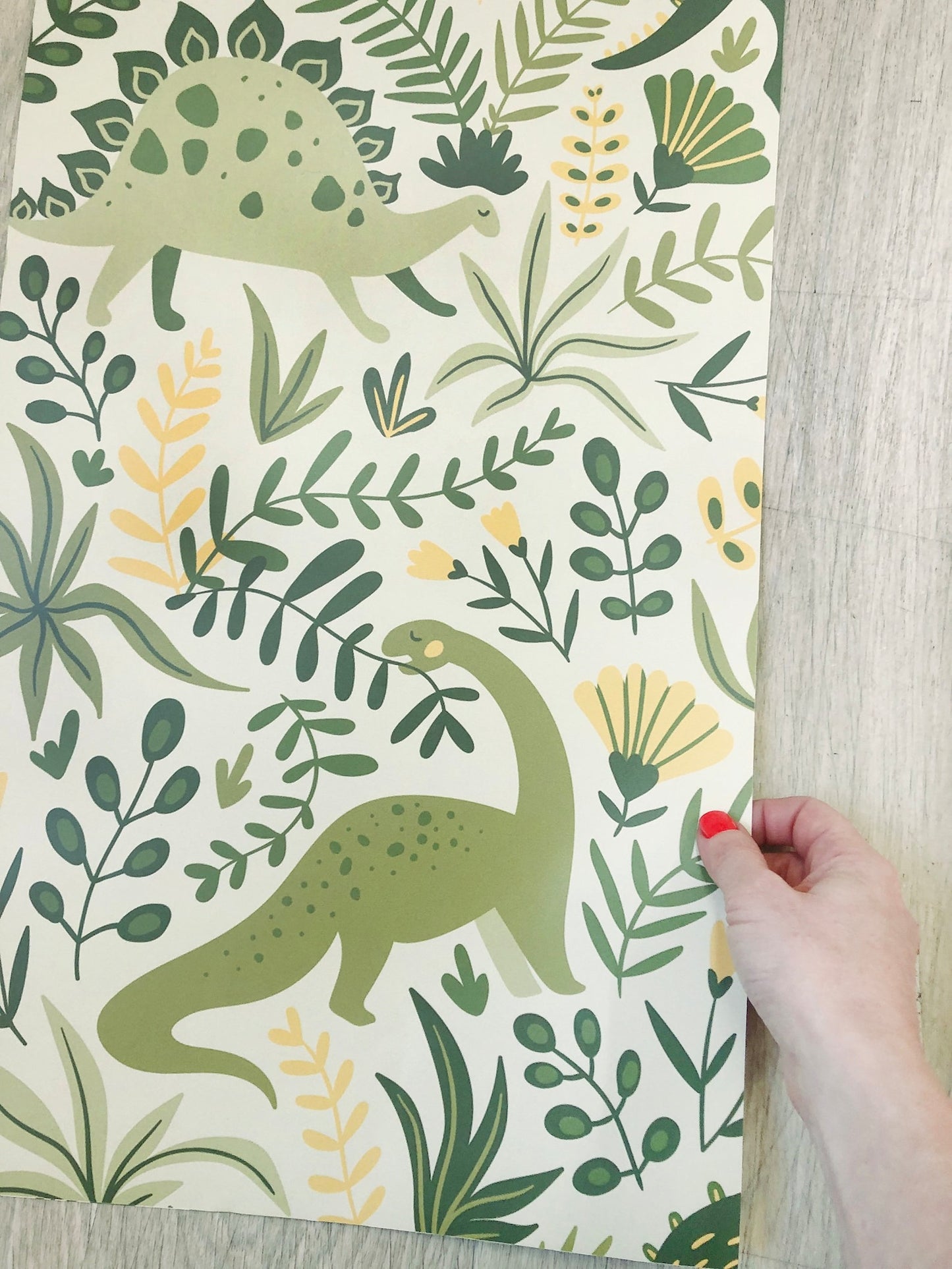 Papel para paredes Mosaico Dinosaurios verdes