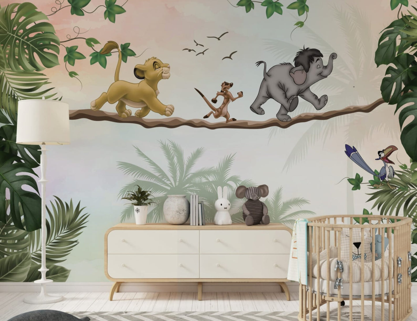 Papel para paredes Rey leon y amigos jungla
