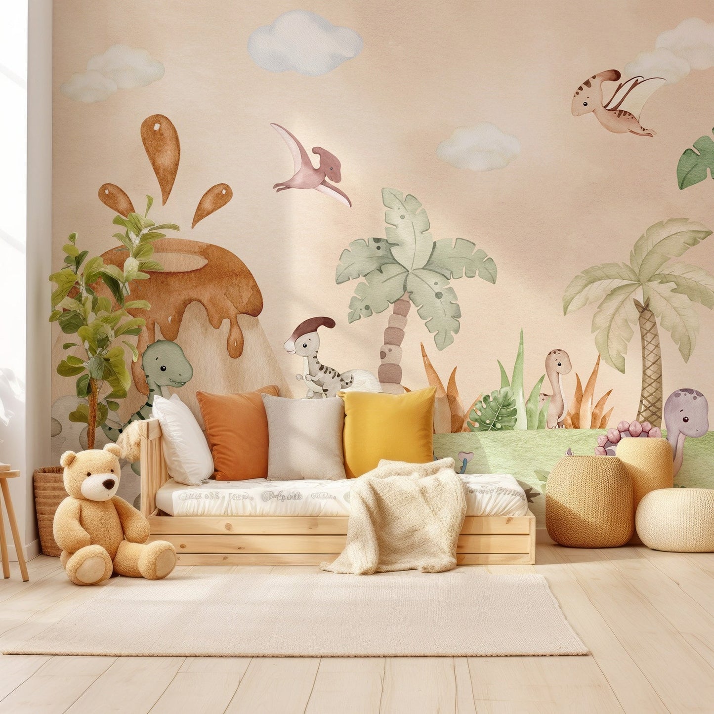 Papel para paredes Jungla jurassica cute