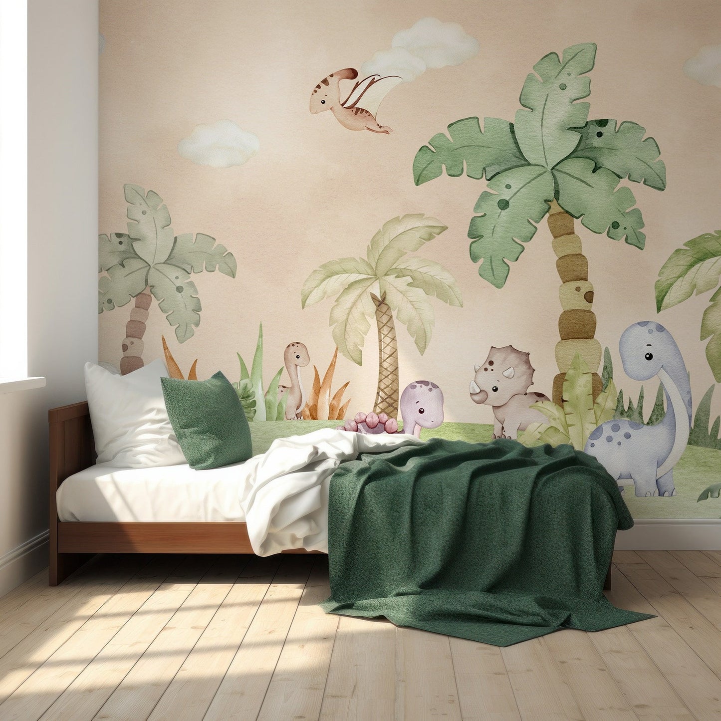 Papel para paredes Jungla jurassica cute