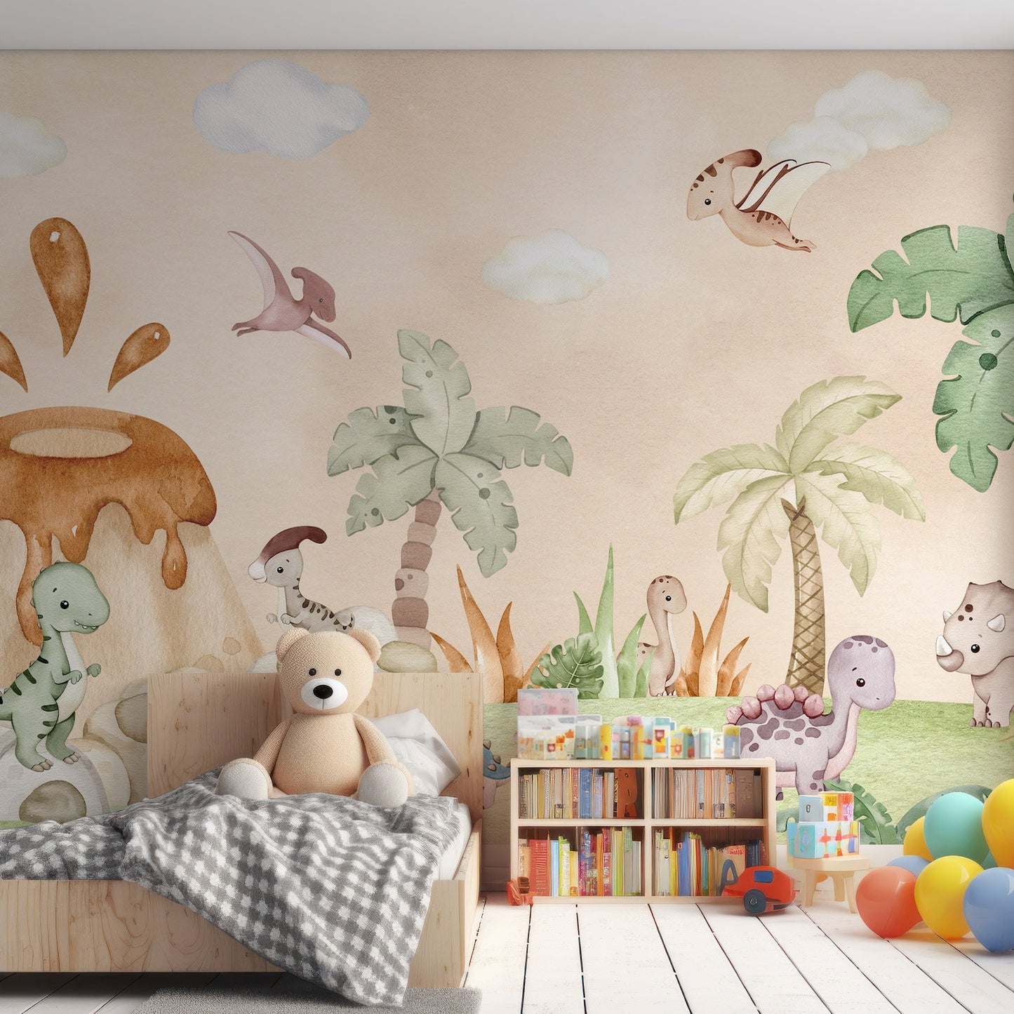 Papel para paredes Jungla jurassica cute