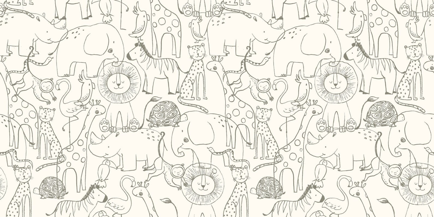 Papel para paredes con bocetos de animales de safari