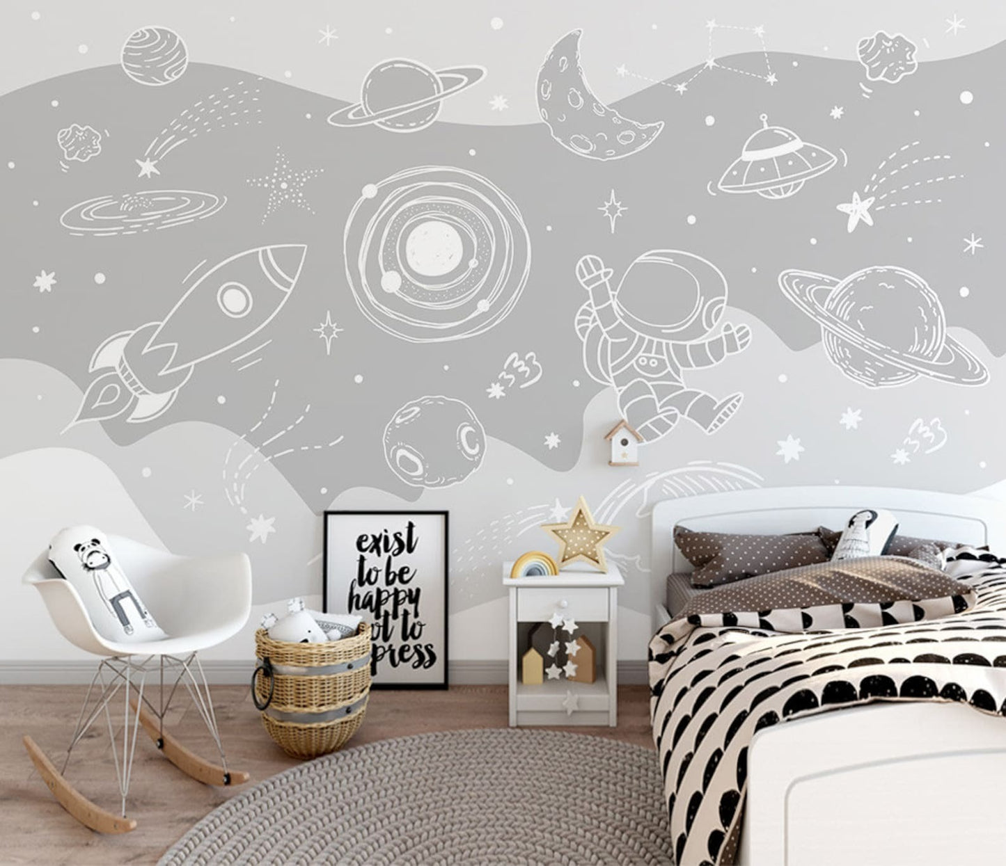 Papel para paredes Astronauta espacio gris