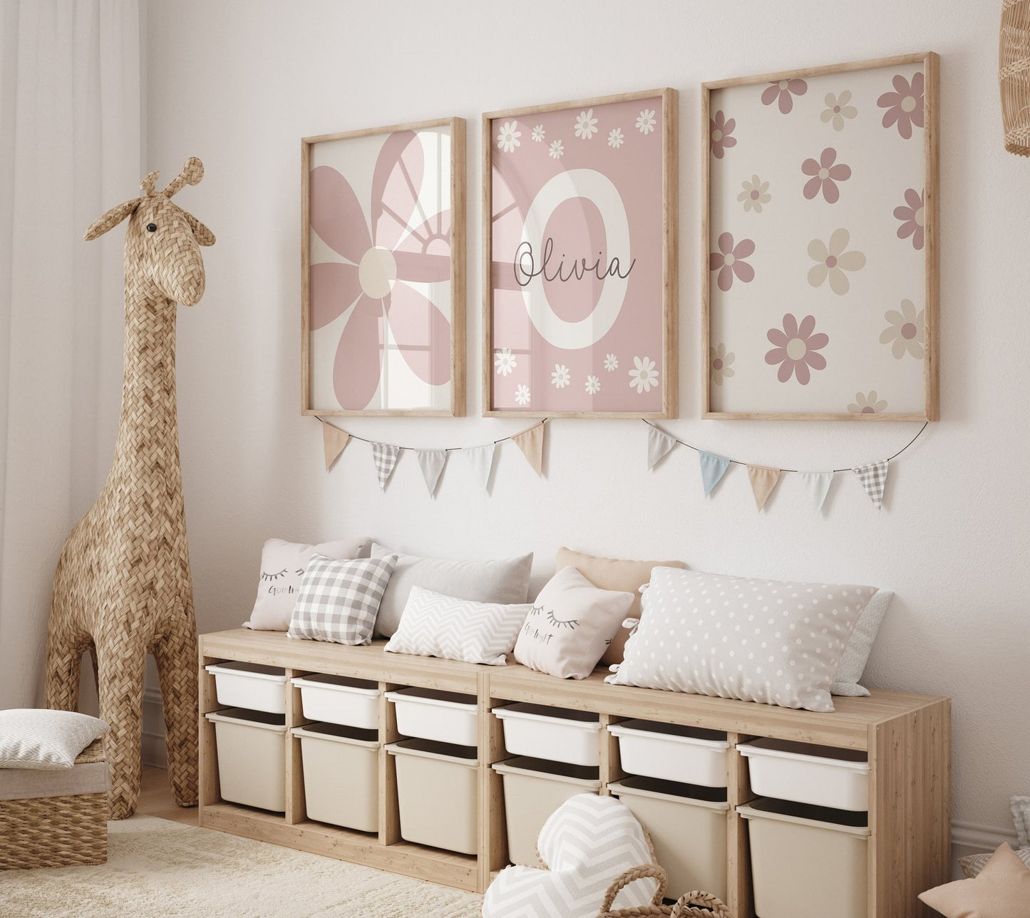 Cuadros Decorativos infantiles Modernos de Flores Personalizado