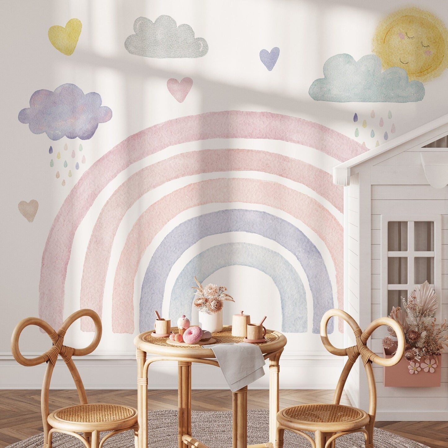 Papel para paredes Arcoiris acuarela
