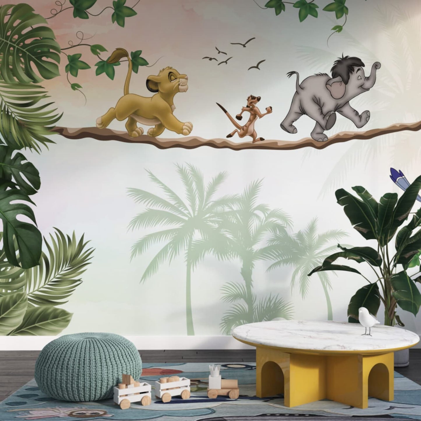 Papel para paredes Rey leon y amigos jungla