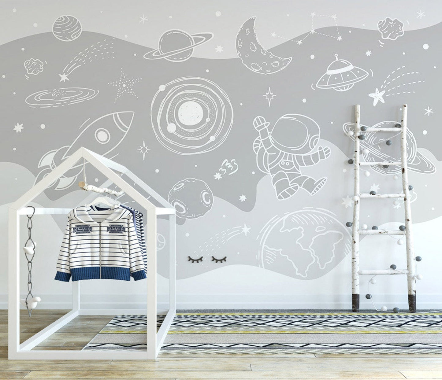 Papel para paredes Astronauta espacio gris