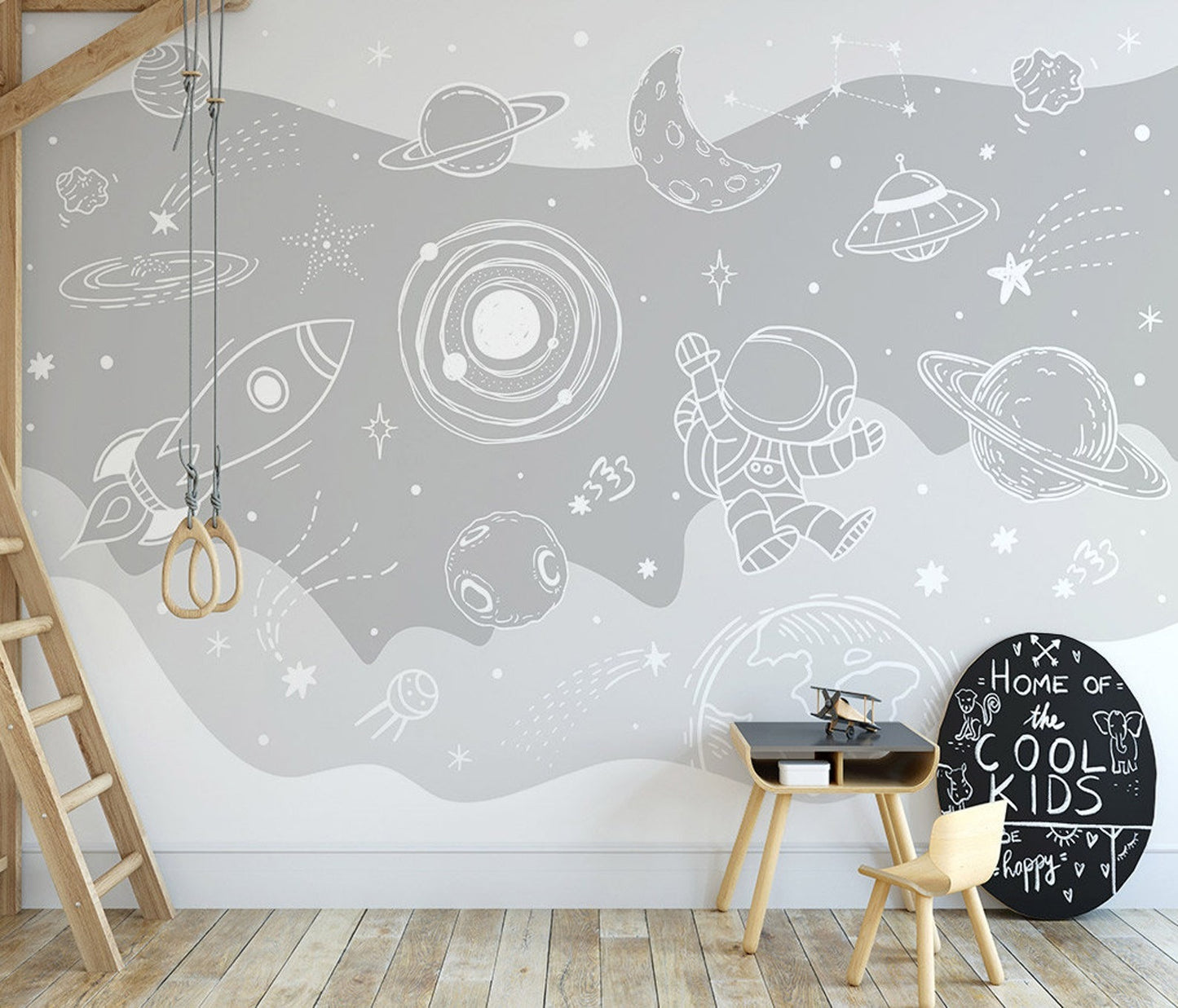 Papel para paredes Astronauta espacio gris