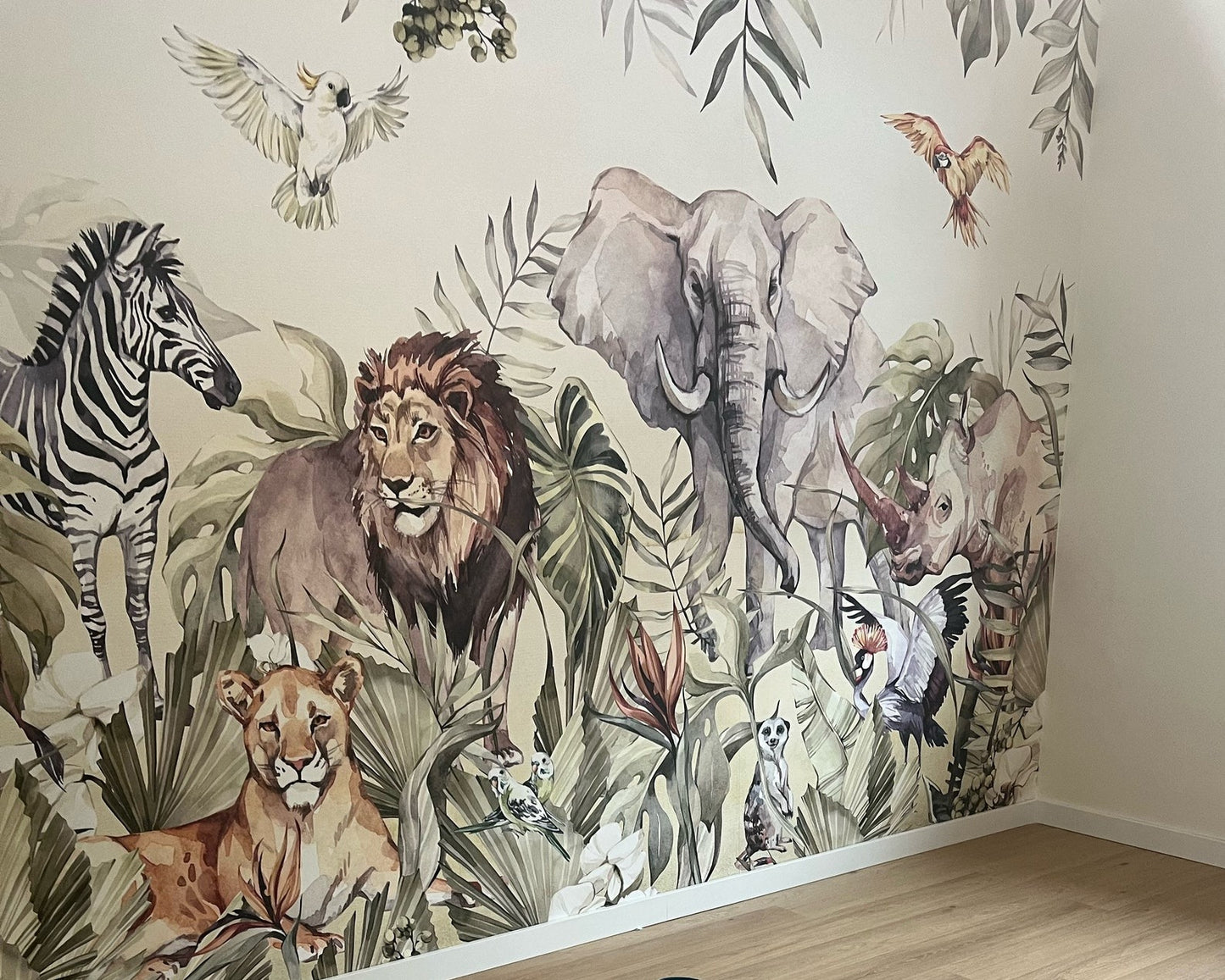 Papel para paredes infantil Paraíso safari acuarela