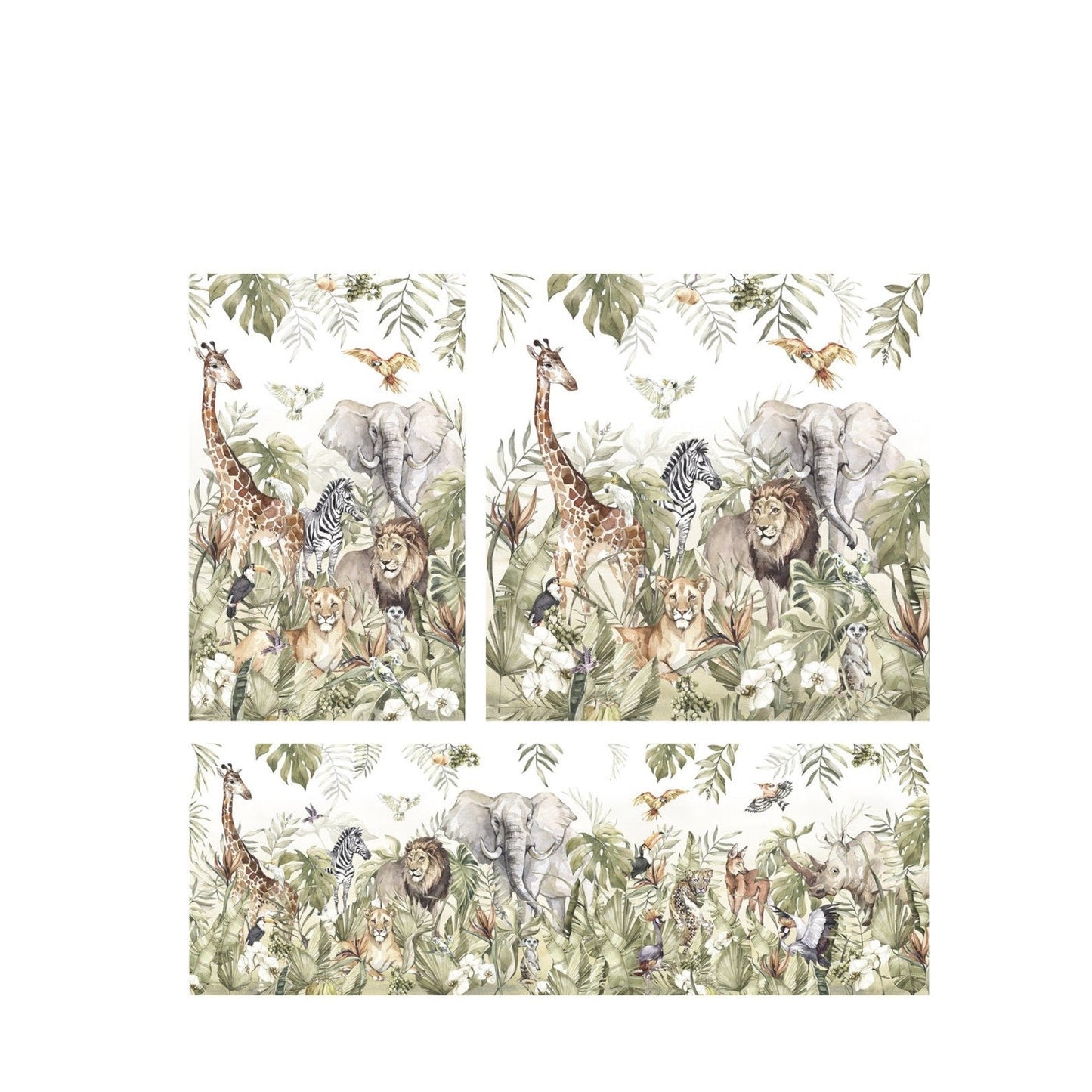 Papel para paredes infantil Paraíso safari acuarela