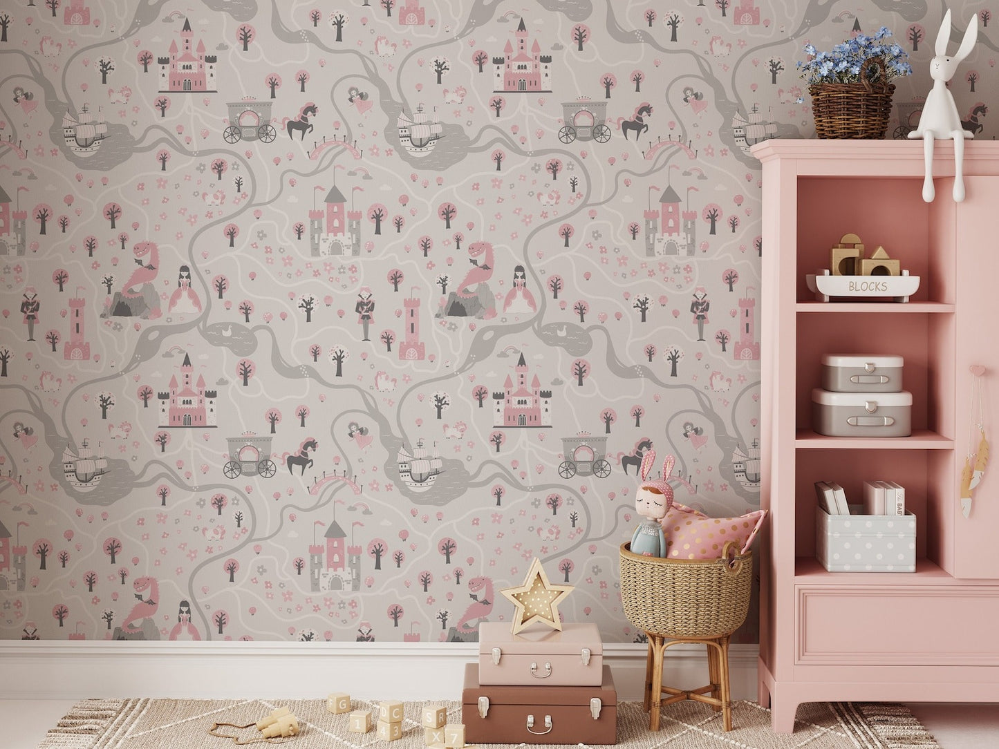 Papel para paredes Castillo mosaico princesa