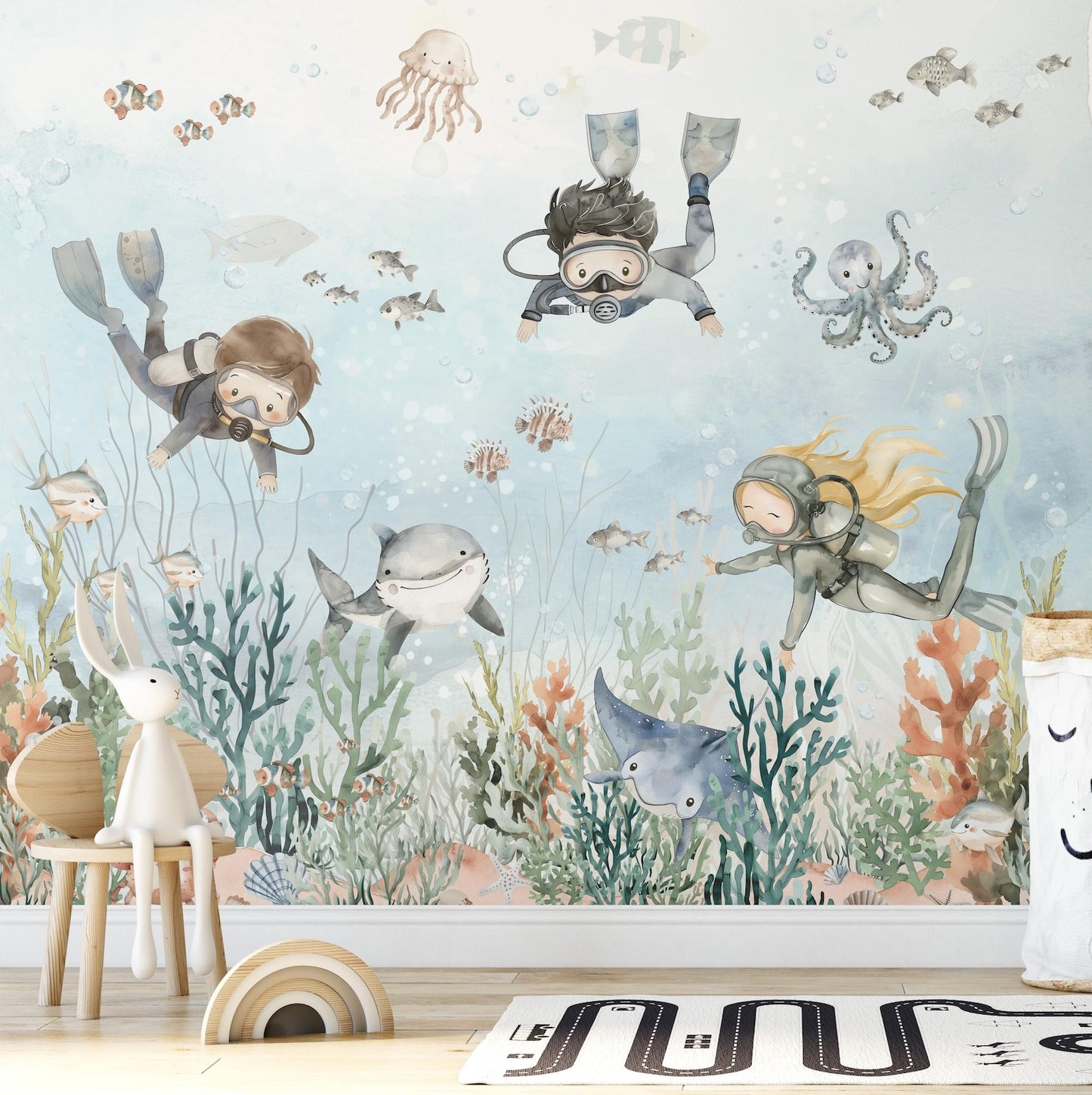Papel para paredes Buceo Fondo Marino