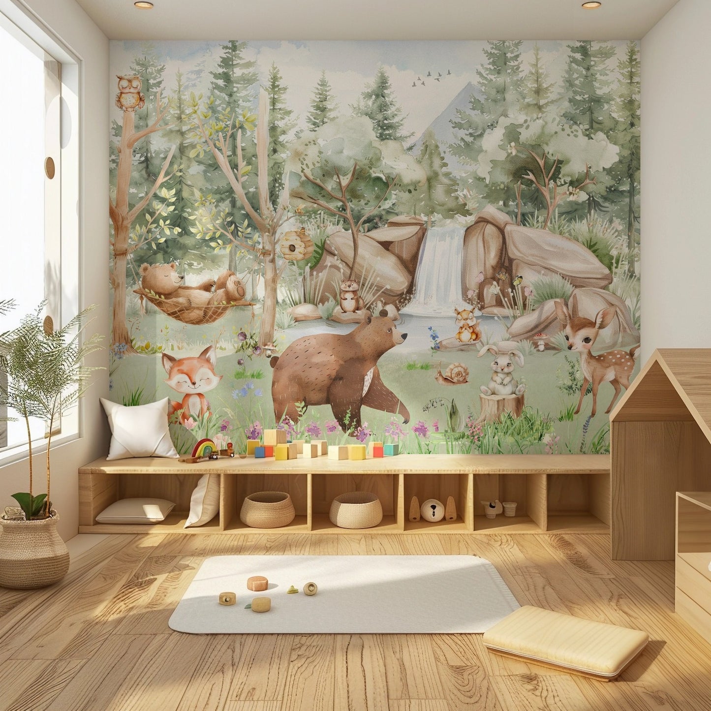 Papel para paredes arte de pared de animales del bosque